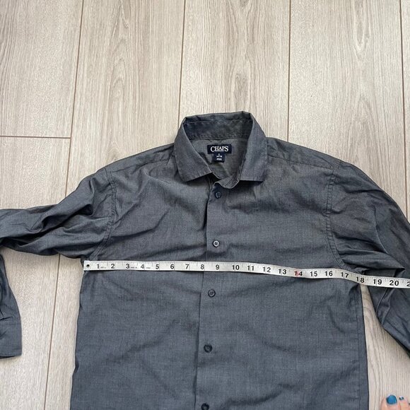 Chaps Boys Button Up Shirt Large 14/16 Gray Stretch - Picture 5 of 6